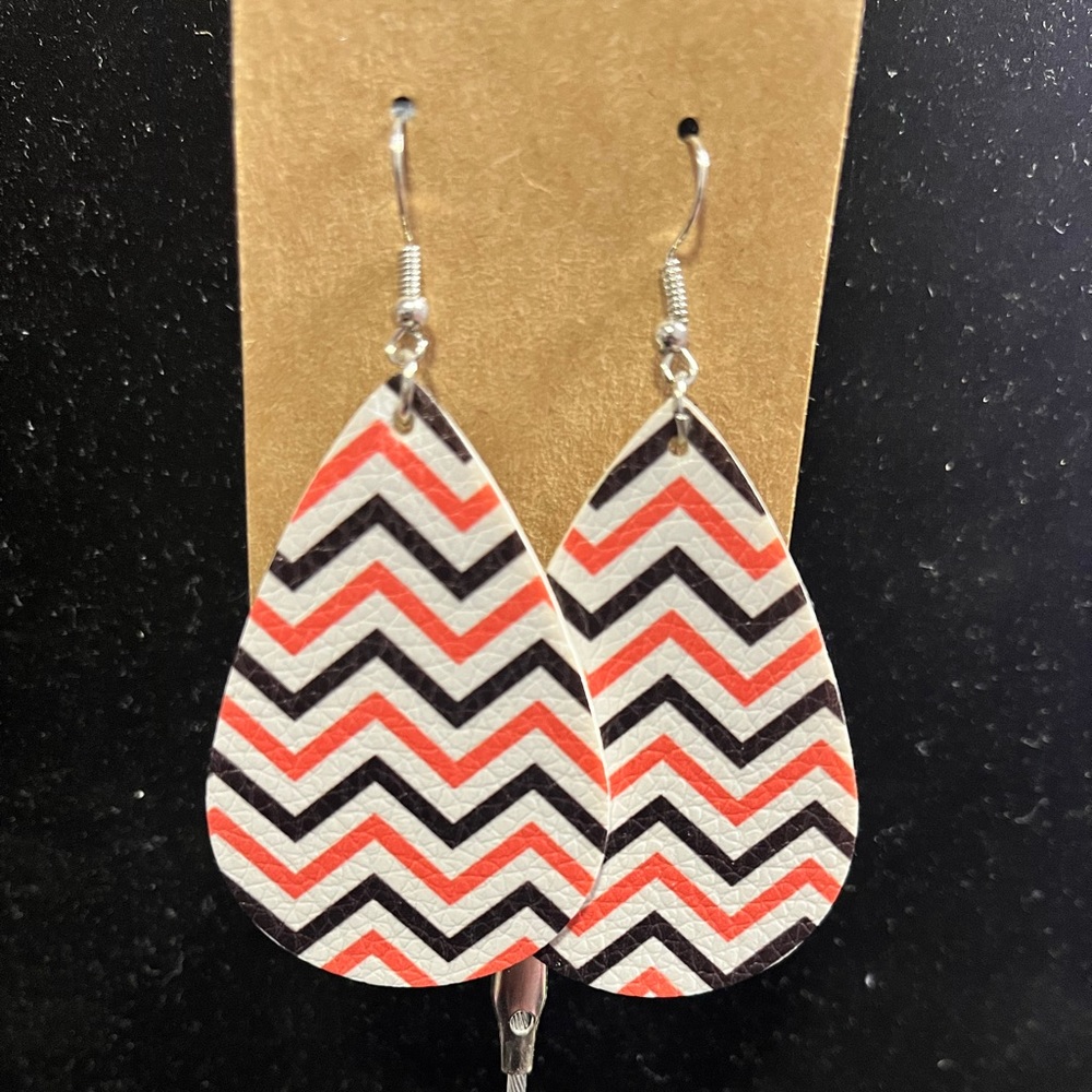 Leather Chevron Earrings with Fall Colors
